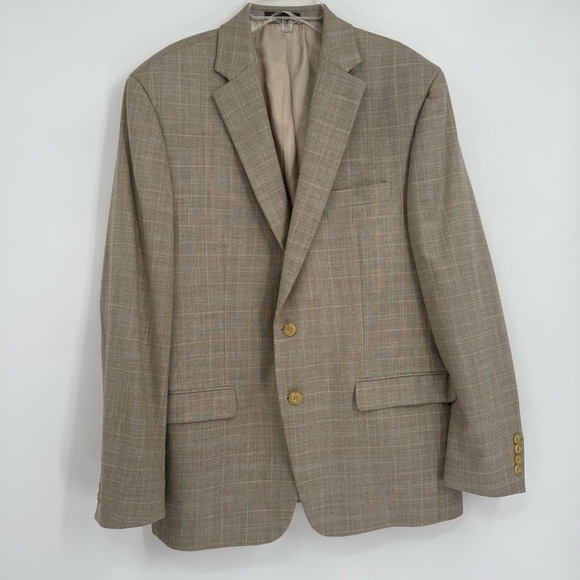 Lauren Ralph Lauren Sport Coat size 42R Jacket Blazer 2 Button gray/tan plaid - Picture 9 of 9